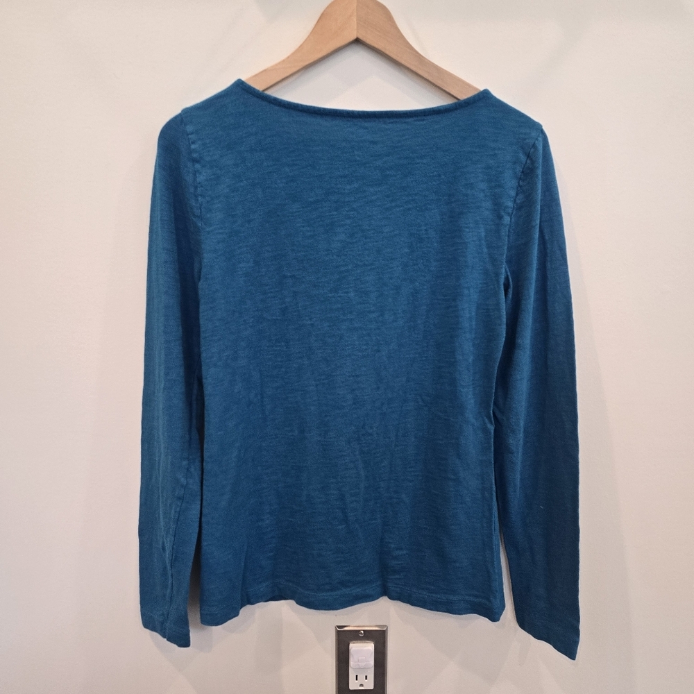 J. Crew Long Sleeve Artist Tee - Warm Mineral Tuquoise Size Medium - Picture 3 of 7